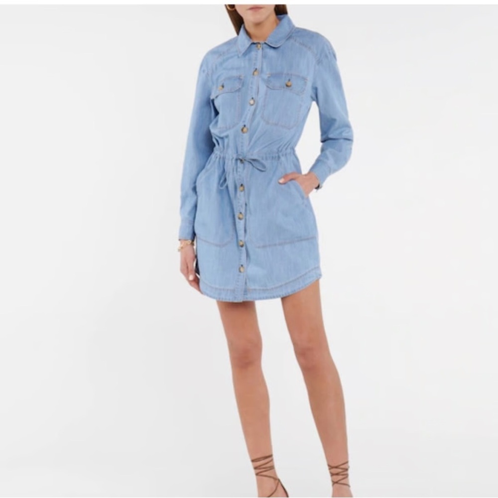Veronica Beard Alyse Denim Long Sleeve Shirtdress Size 10